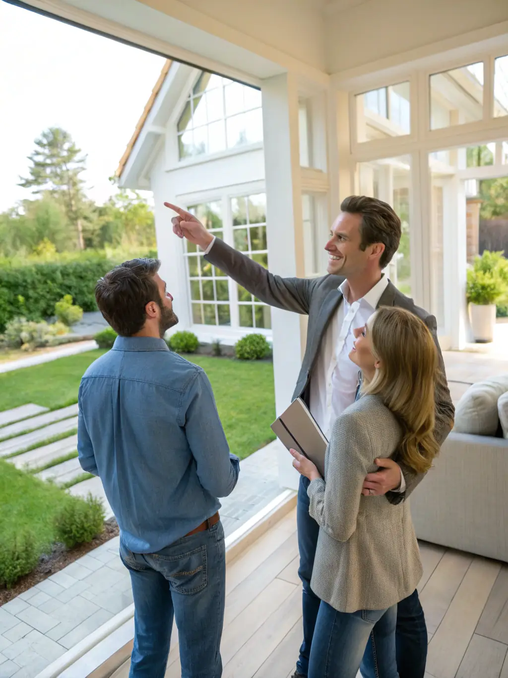 A dedicated real estate agent providing personalized service to a client in their home, discussing their specific needs and preferences.