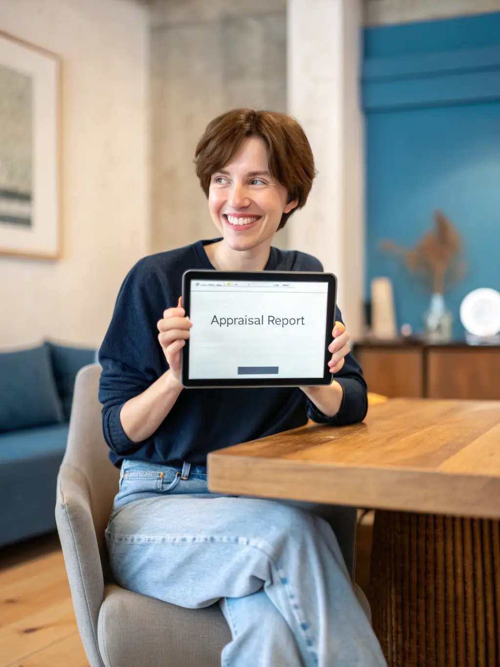 A modern home valuation report displayed on a tablet, showcasing Cornerstone Realty's commitment to providing accurate and data-driven valuations.